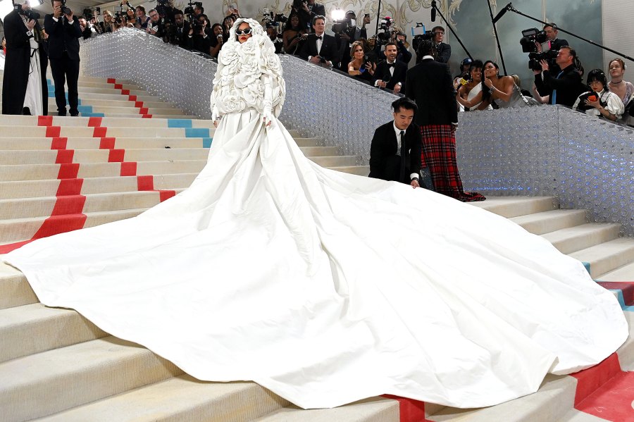 Pregnant Rihanna Blossoms in Rose-Covered Gown as She and ASAP Rocky Close Out 2023 Met Gala Red Carpet 651