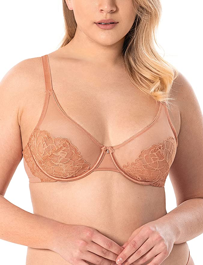 Wingslove Women's Sheer Lace Minimizer Bra