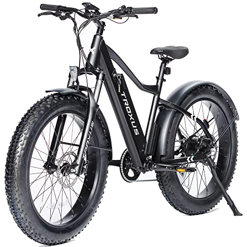 TROXUS Electric Bike for Adults, 7 Speed 26" x 4'' Fat Tire Mountain E-Bike with 750W Powerful Rear Hub Motor and Disc Brakes, Extra Long Range E-Bicycle with 48V 16A Battery