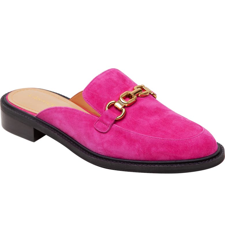 pink suede mules