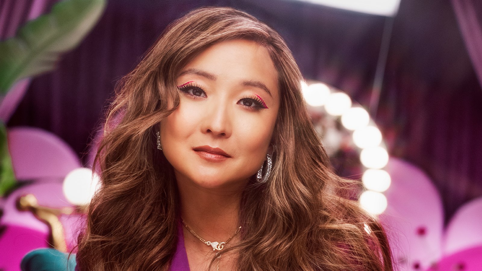 Ashley Park glows on set for e.l.f. Cosmetics Vanity Table Talk YouTube series