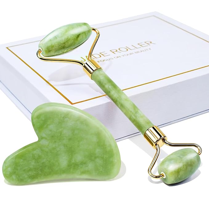 BaiMei Jade Roller and Gua Sha Facial Tools Set