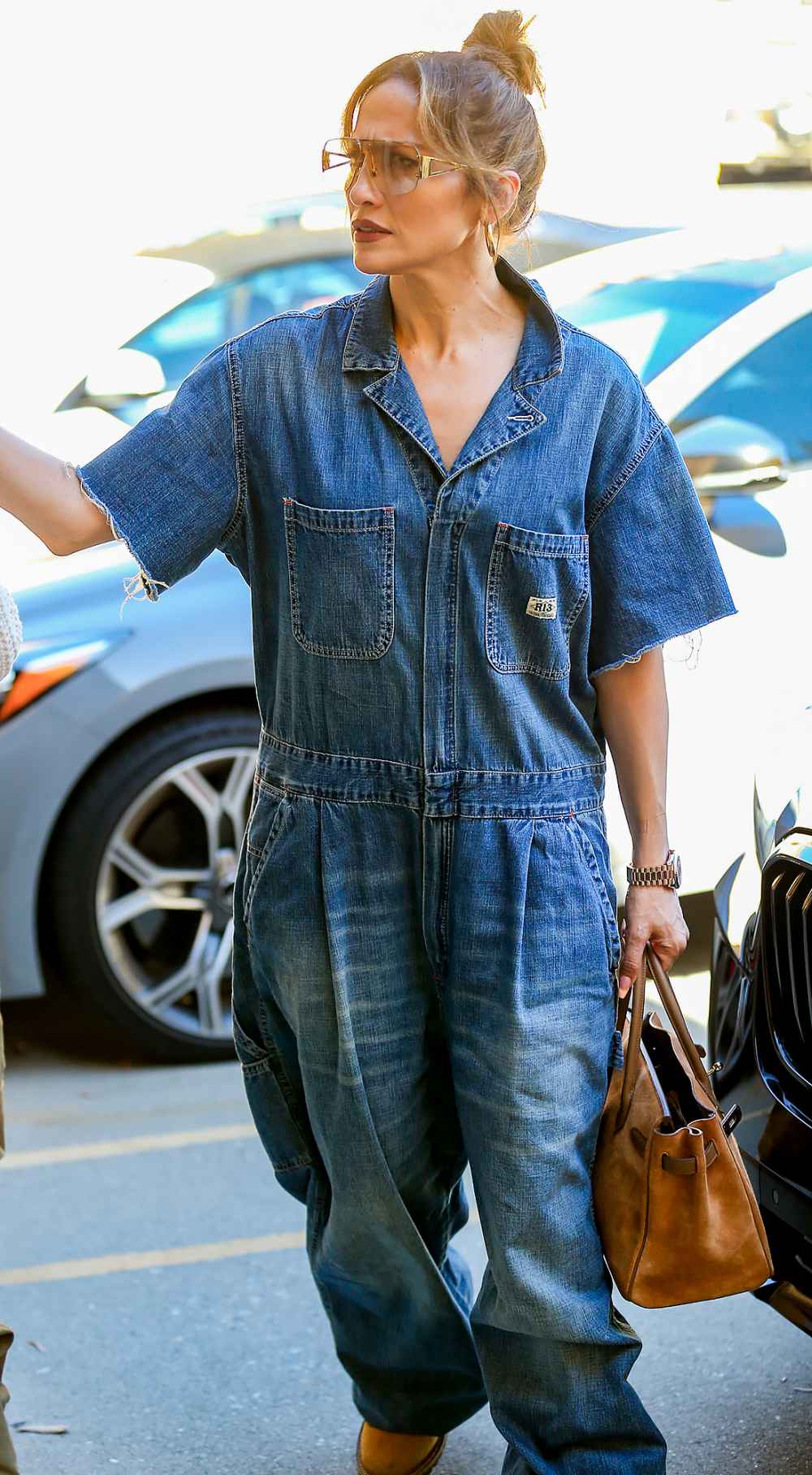 Jennifer Lopez Kept Things Casual In Oversized Denim Jumpsuit