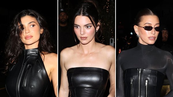 Kylie, Kendall, Hailey Coordinate in All Black for Khy Dinner