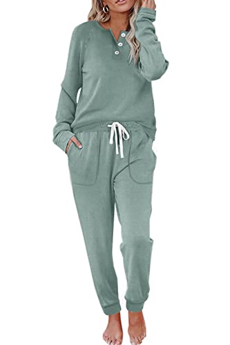 Lounge Sets for Women 2 Piece Outfits, Womens Loungewear Set Sage Green S