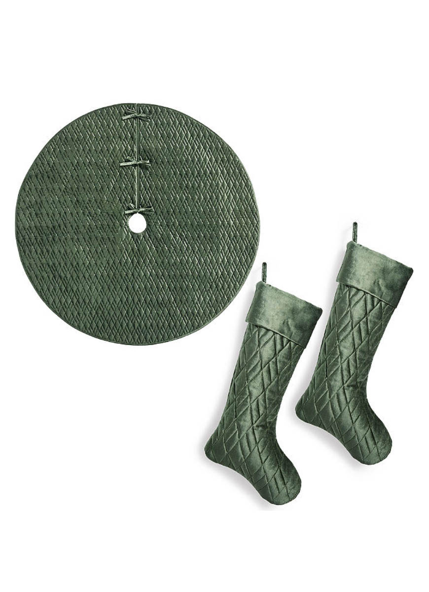 Marquette Fern Green Tree Skirt & Stocking Set