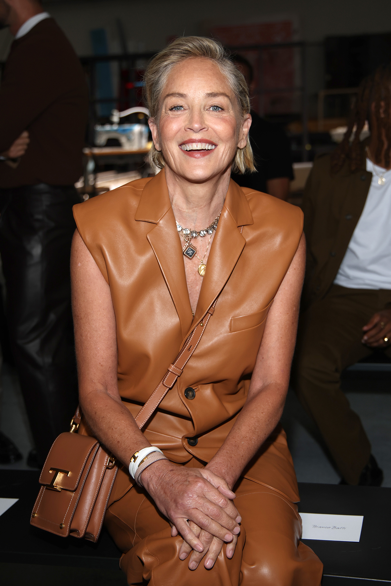 Sharon Stone at the Tod's fashion show during Milan Fashion Week on September 22, 2023.