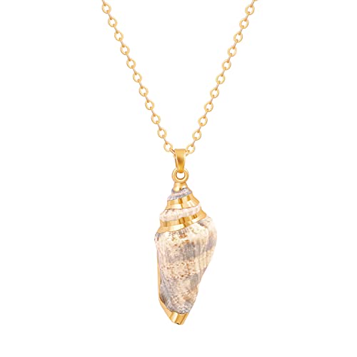 Aobei Pearl Natural Conch Necklace for Women Bohemian Seashell Pendant Necklace 18K Gold Chain Choker Adjustable Hawaii Beach Layering Jewelry for Girls 20&rdquo;