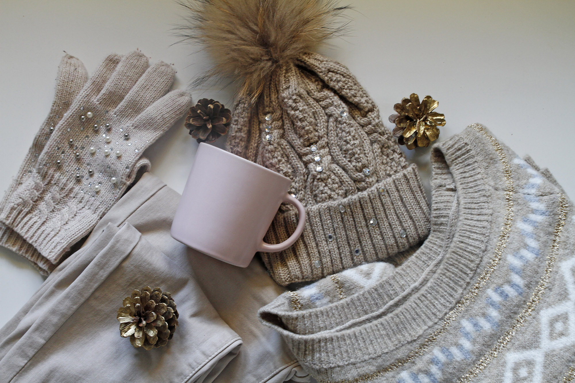 Feminine Warm Winter Complements Flat Lay