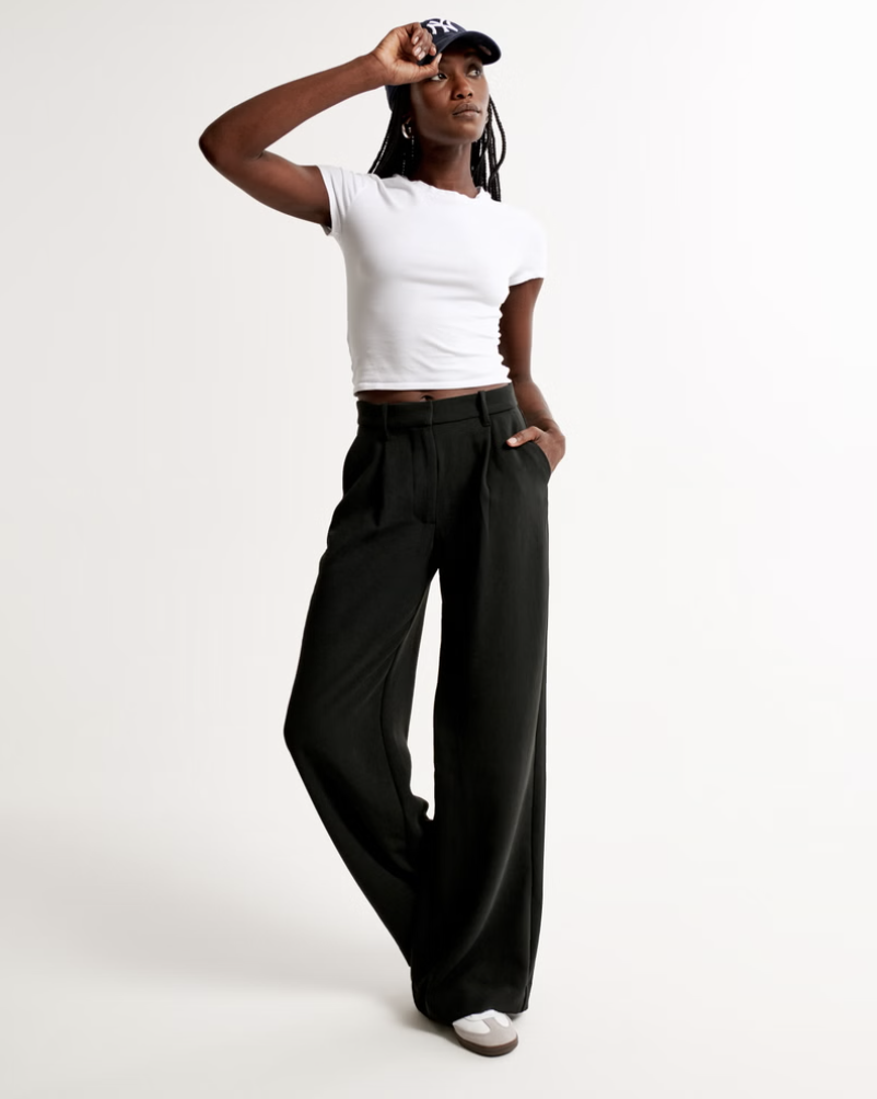 A&F Premium Crepe Tailored Ultra Wide-Leg Pant