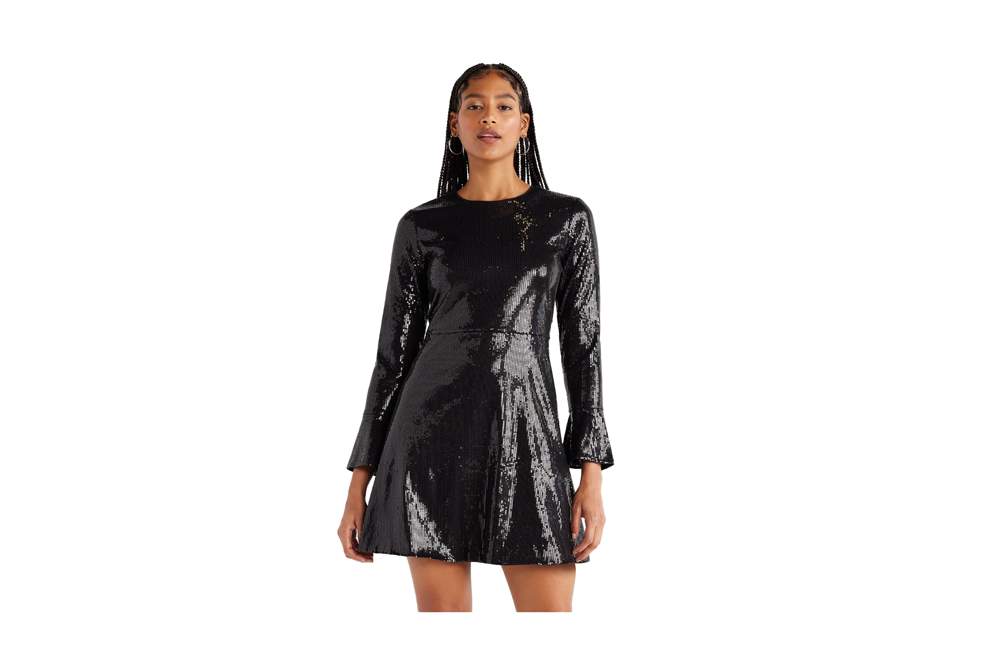 Scoop Women’s Sequin Dress with Slit Sleeves