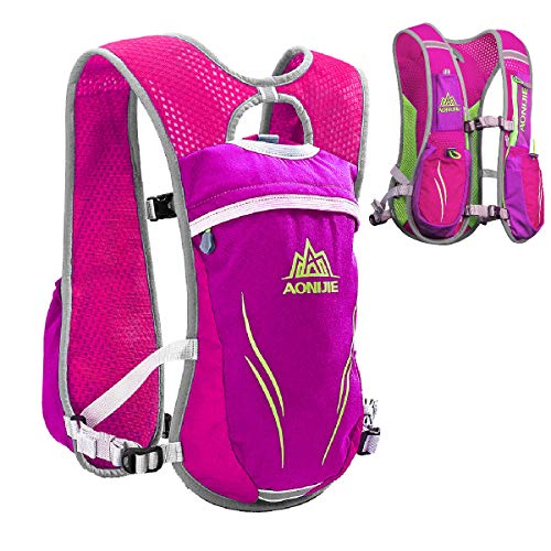 TRIWONDER Hydration Pack Backpack 5.5L Outdoors Mochilas Trail Marathoner Running Race Hydration Vest (Rose Red - Only Vest)