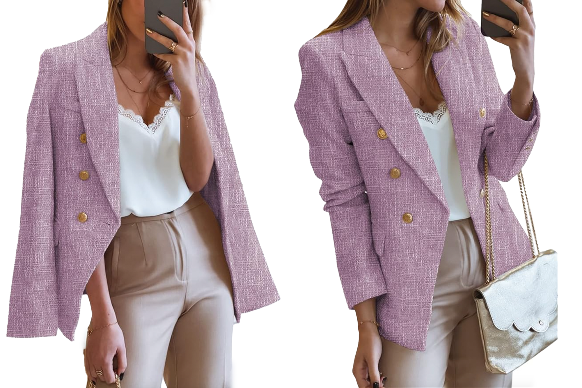 Amazon Happy Sailed Womens Double Breasted Tweed Blazer