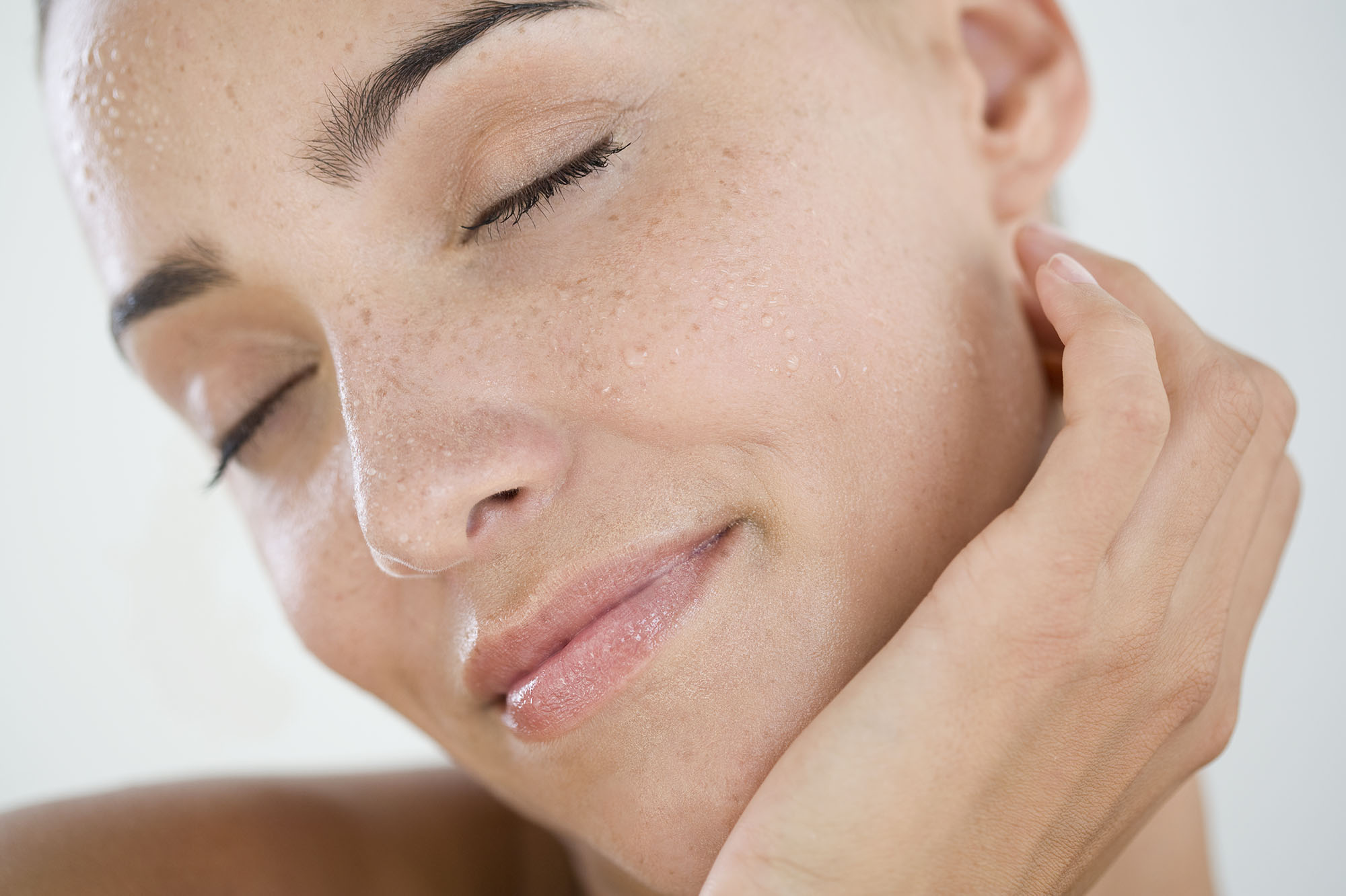 Beauty Portrait of a woman with wet face