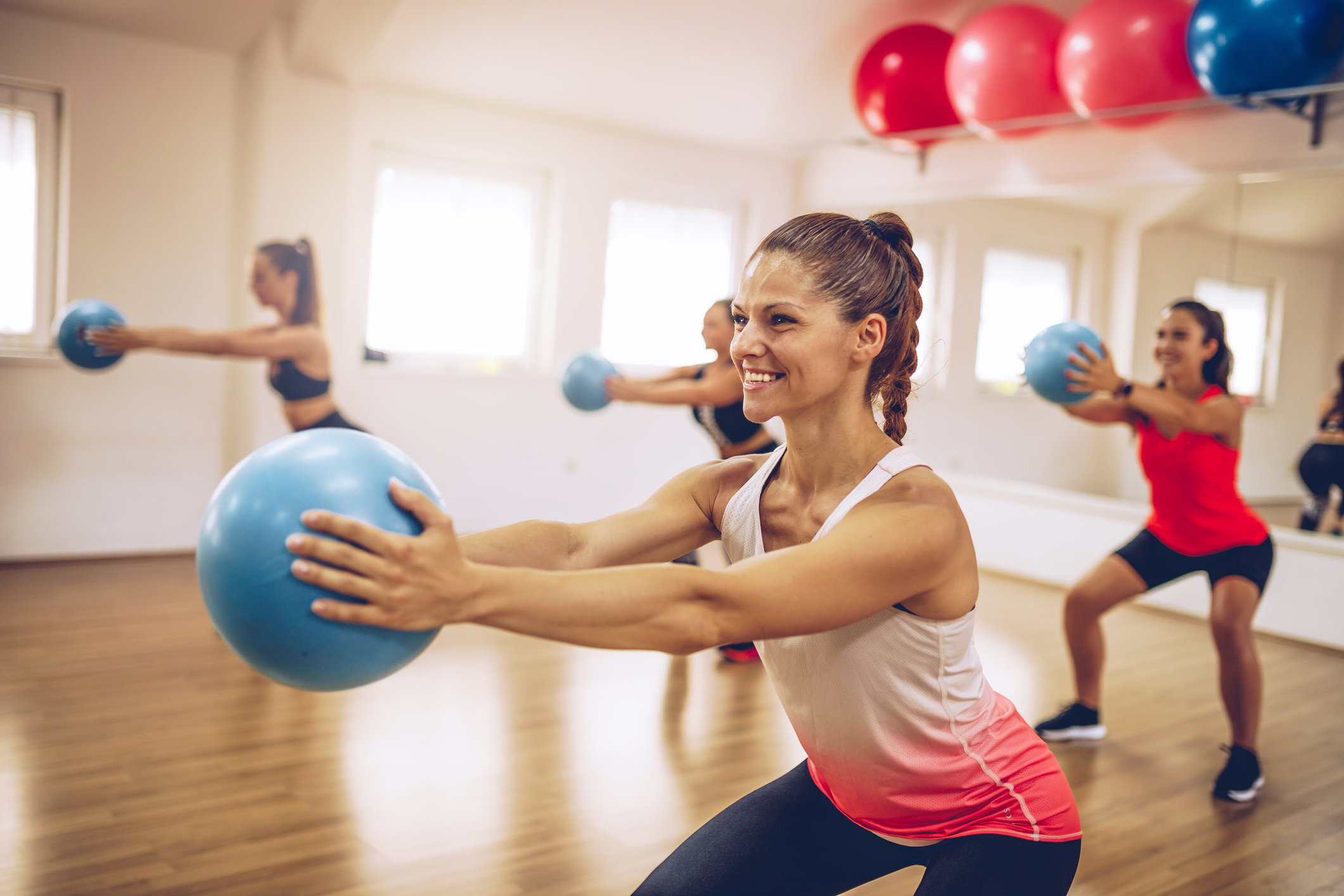 Girls at fitness class