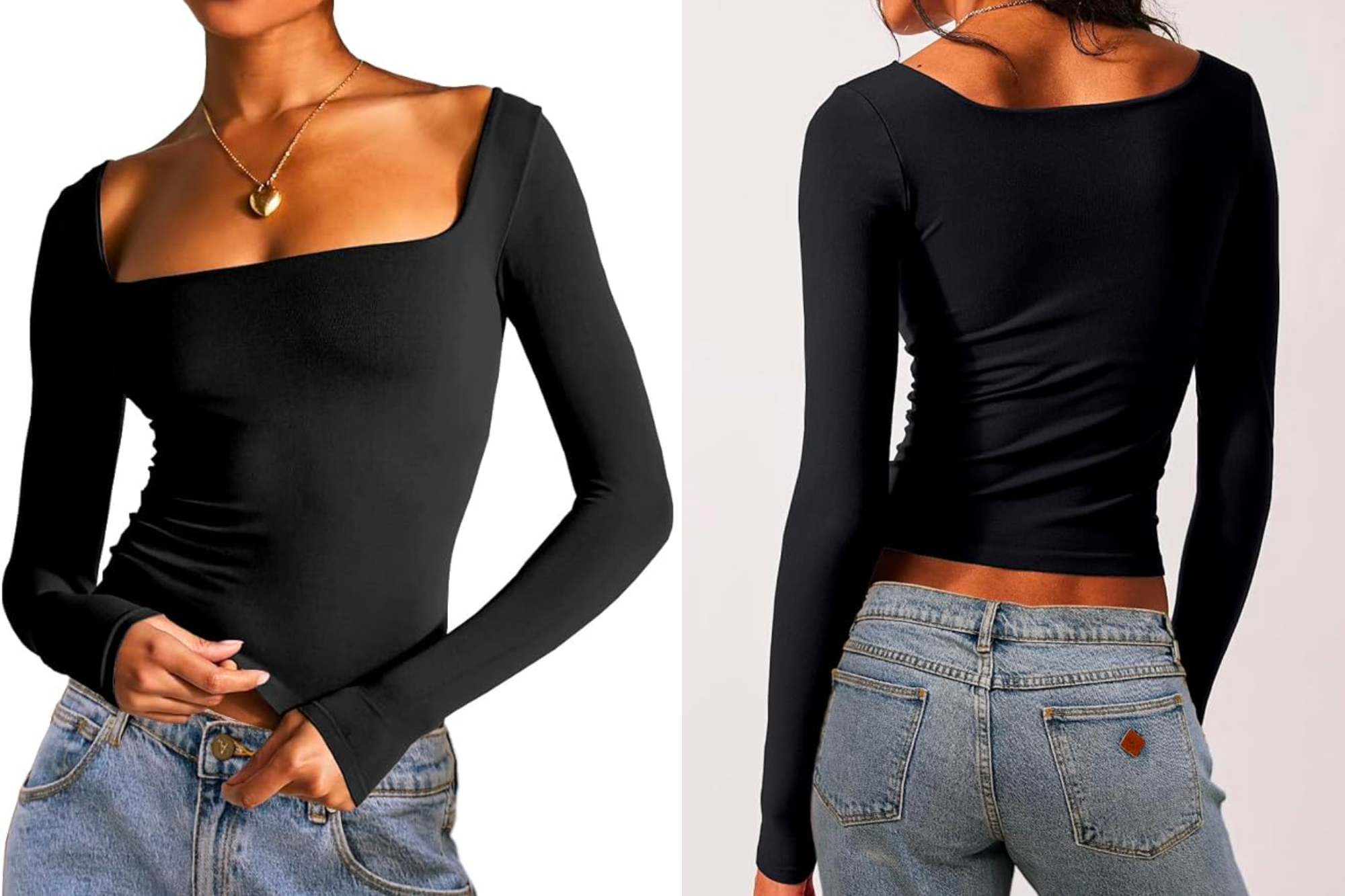 Dwnval Long Sleeve Square Neck T-Shirt