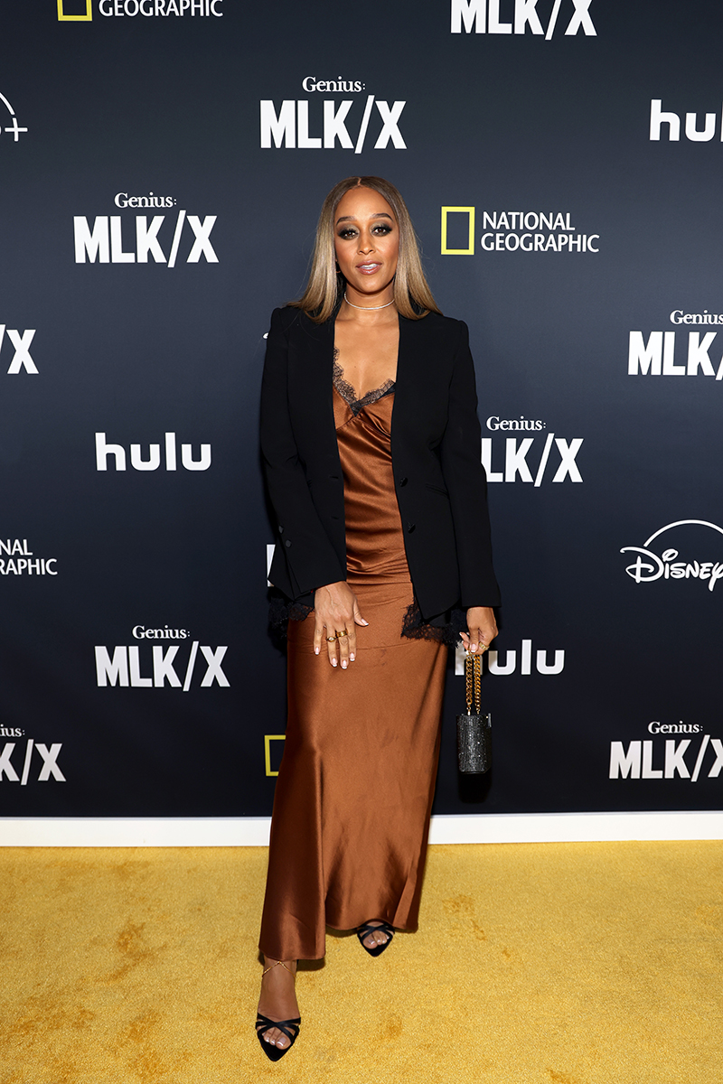 Tia Mowry at the premiere event for "Genius: MLK/X" in Beverly Hills on January 29, 2024.