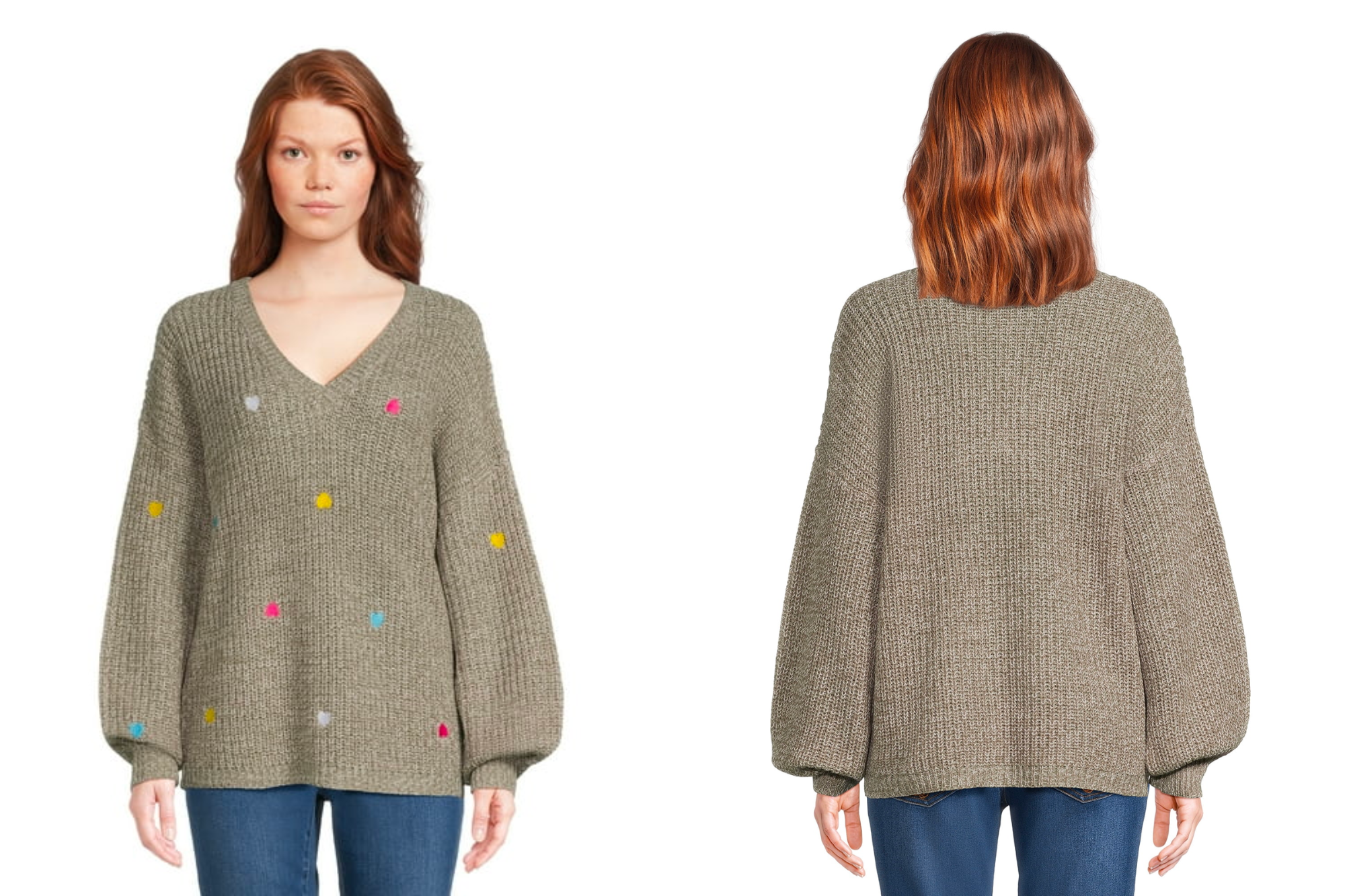 What's Next V-Neck Multi-Heart Sweater