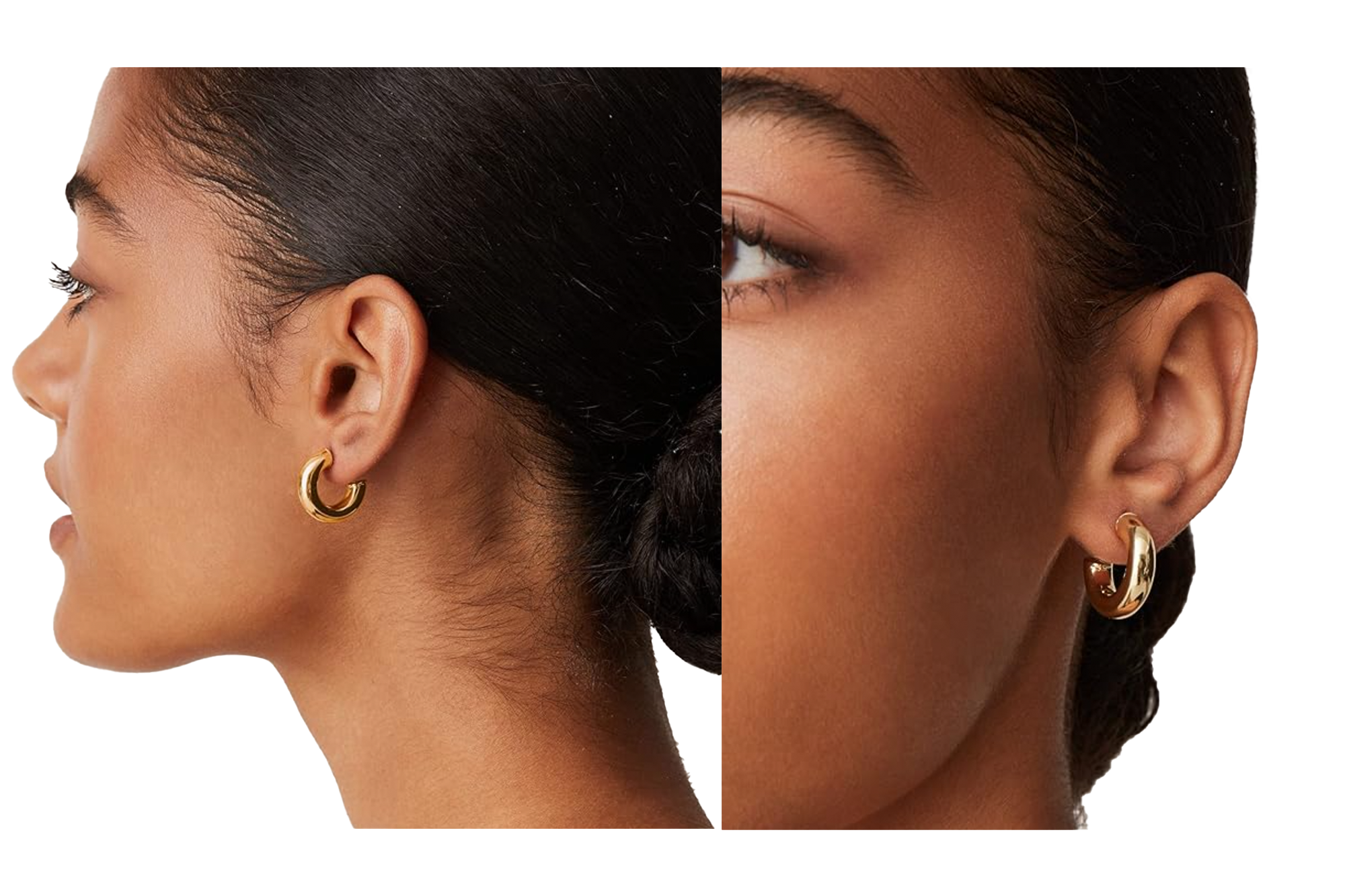 PAVOI 14K Gold Plated Lightweight Chunky Open Hoops