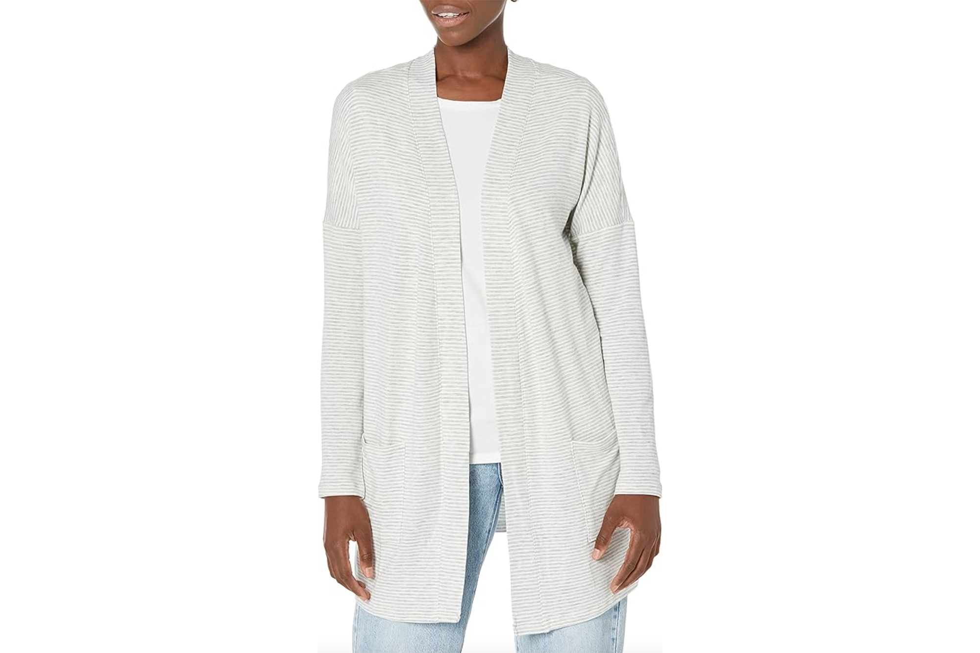 Amazon Essentials Women's Relaxed-Fit Lightweight Lounge Terry Open-Front Cardigan