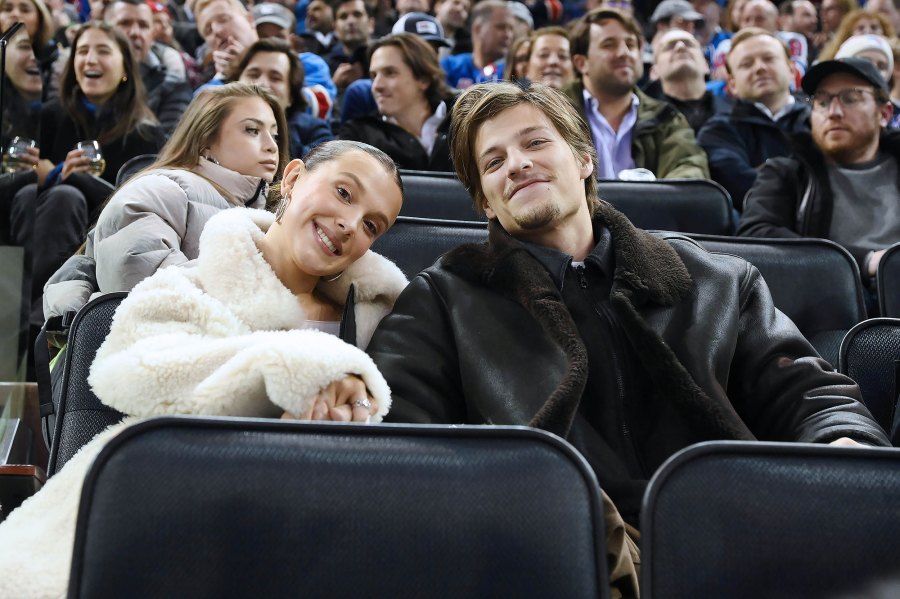 Millie Bobby Brown and Jake Bongiovi New York Rangers