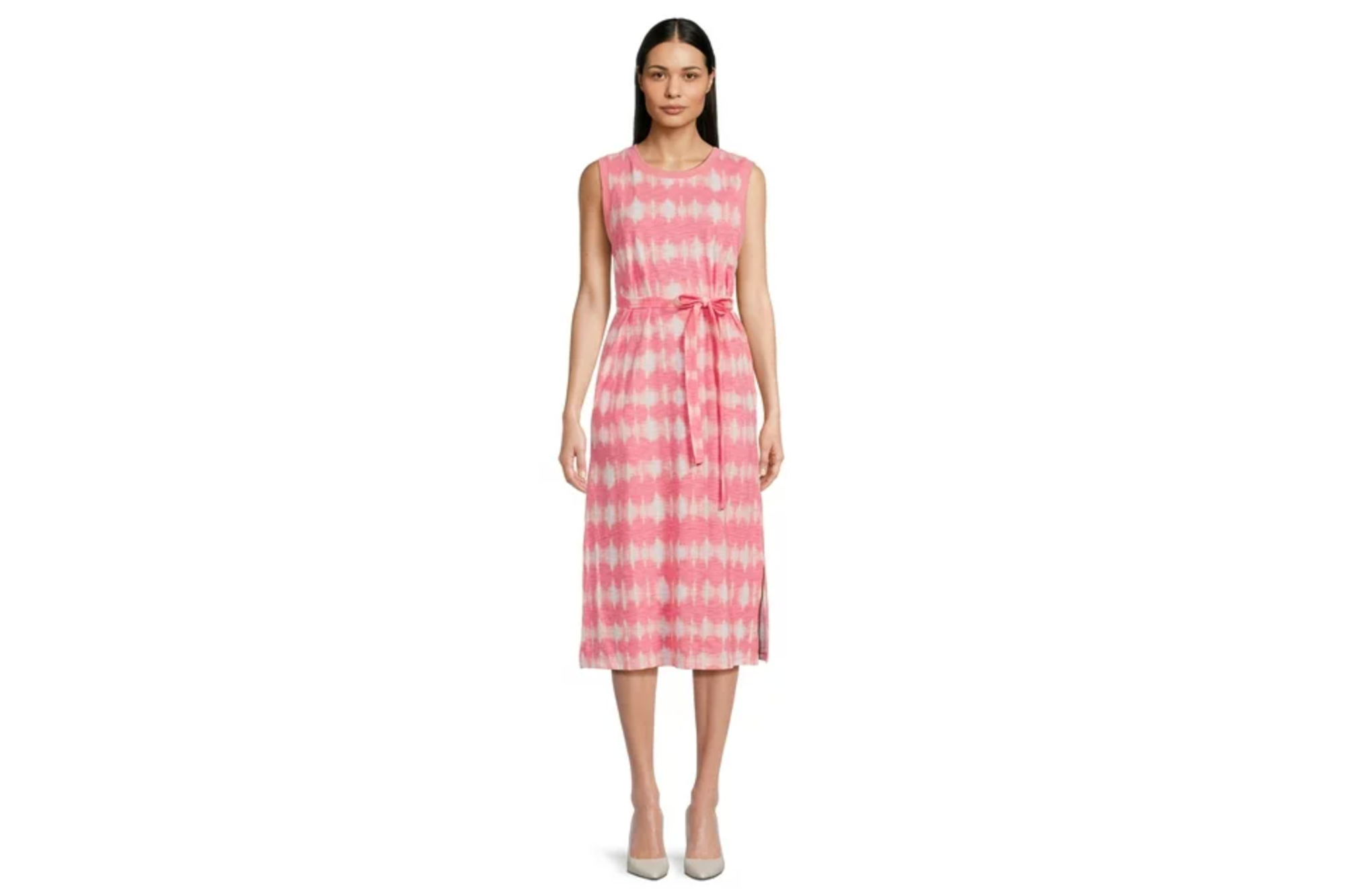 Time and Tru Women's Sleeveless Dress with Self Tie Belt