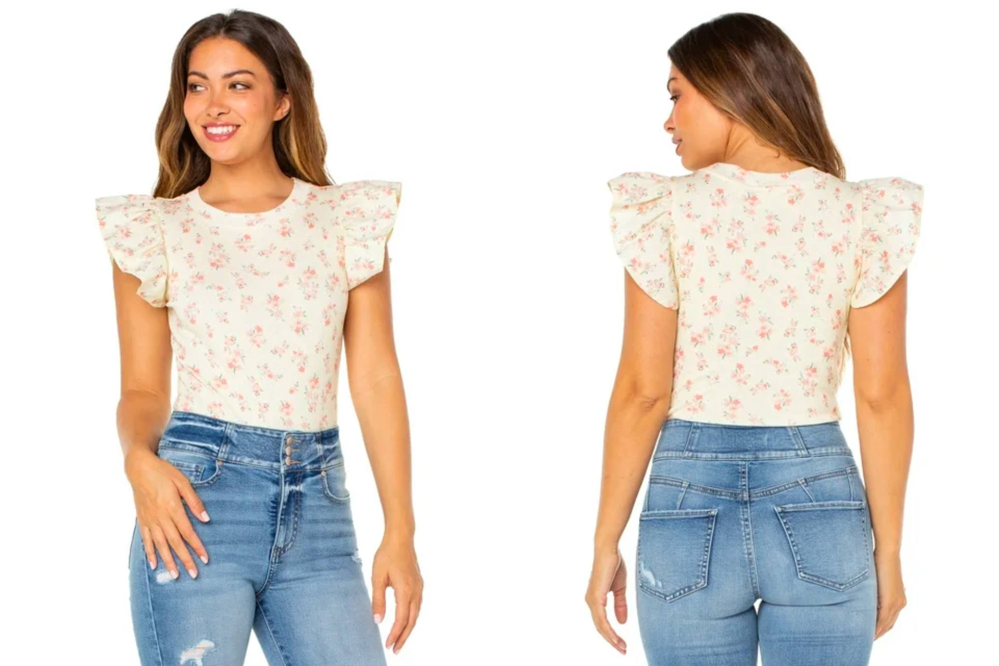 Celebrity Pink Flutter Sleeve Bodysuit