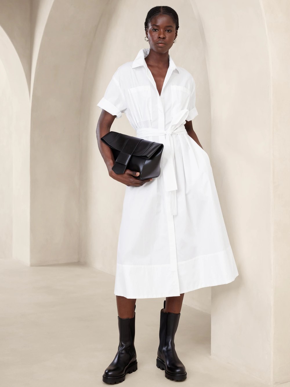 white shirtdress