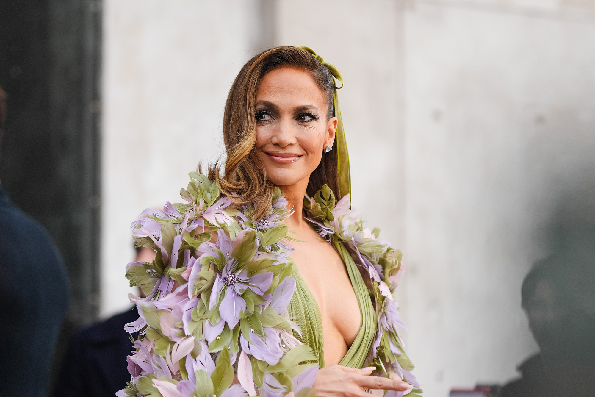 Jennifer Lopez at Paris Fashion Week on January 24, 2024.