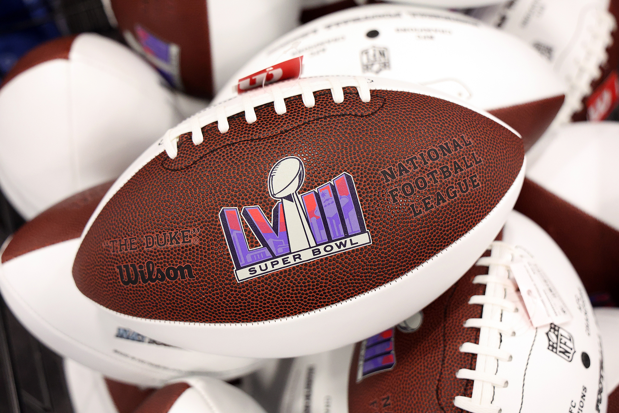 Merchandise in the NFL Super Bowl Experience in Las Vegas, NV on February 6, 2024.