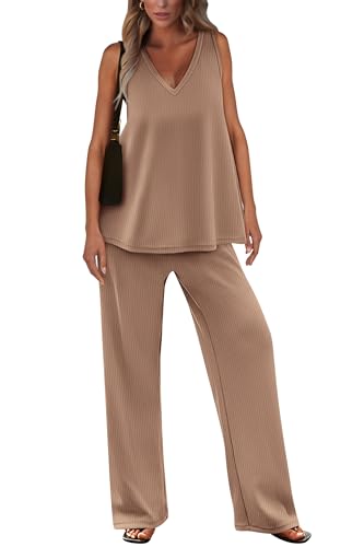PRETTYGARDEN Women&rsquo;s Sleeveless Wide Leg Two Piece Set