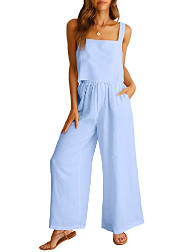 ANRABESS Women's 2 Piece Outfits Lined Lounge Matching Set Summer Vacation Clothes Workout Tracksuit 2024 Fashion Jumpsuit Cruise Resort Wear 732tianlan-S
