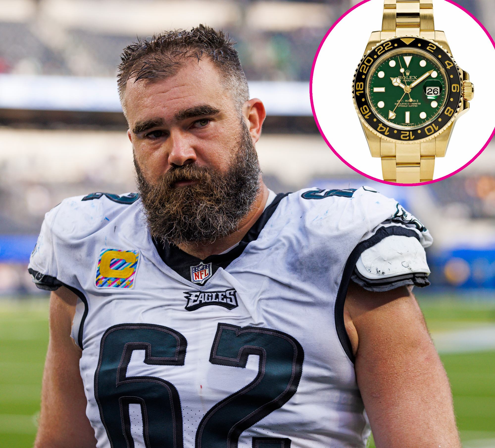 Jason Kelce Rolex at Retirement Press Conference