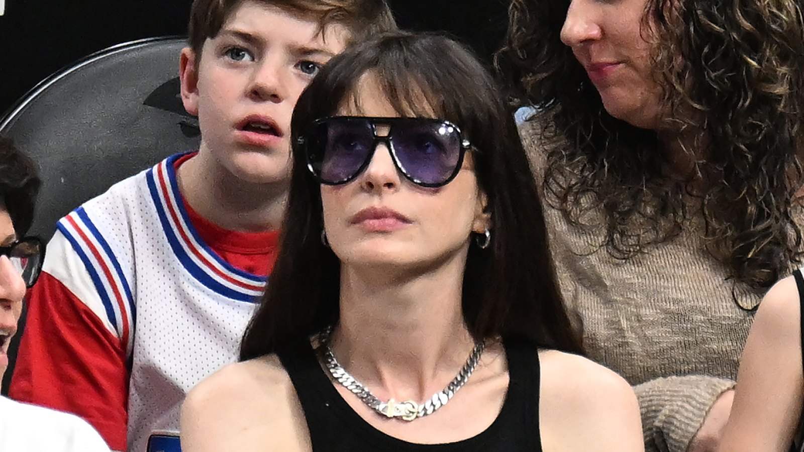 Anne Hathaway at an NBA game on March 23, 2024.