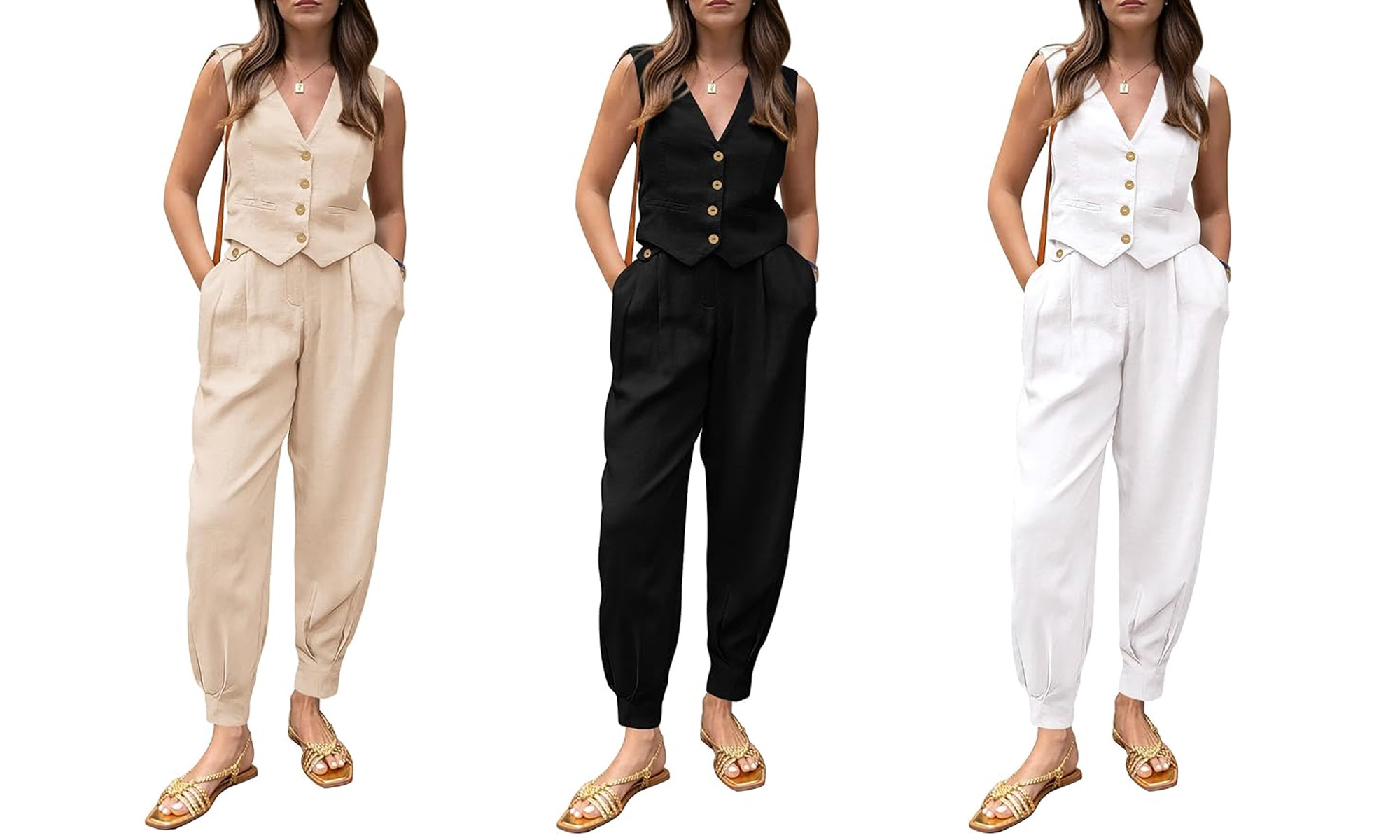 Prettygarden Two-Piece Cropped Vest Matching Set Amazon
