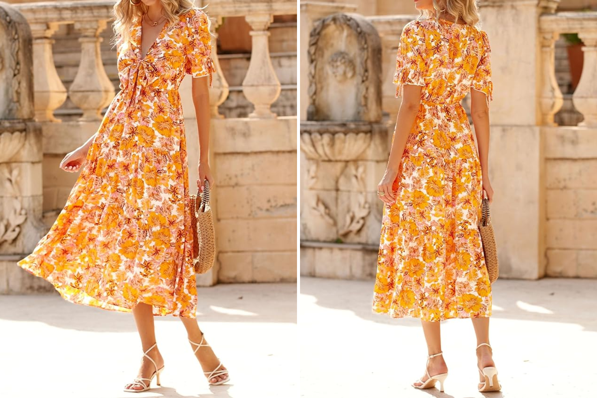 BTFBM Deep V-Neck Maxi Dress