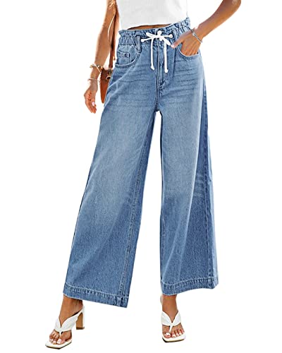 Grapent Wide-Leg Y2K Elastic Waist Jeans