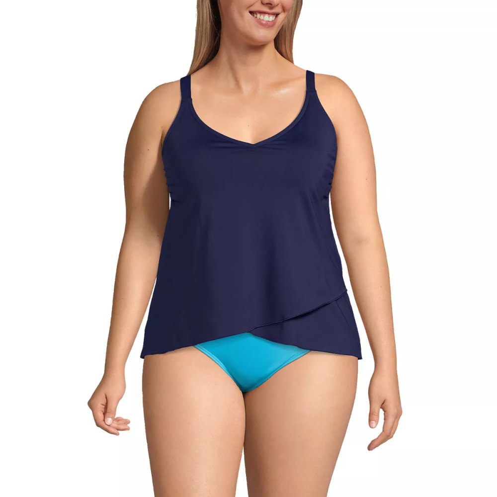 Lands' End Chlorine-Resistant Tulip Hem Tankini Top