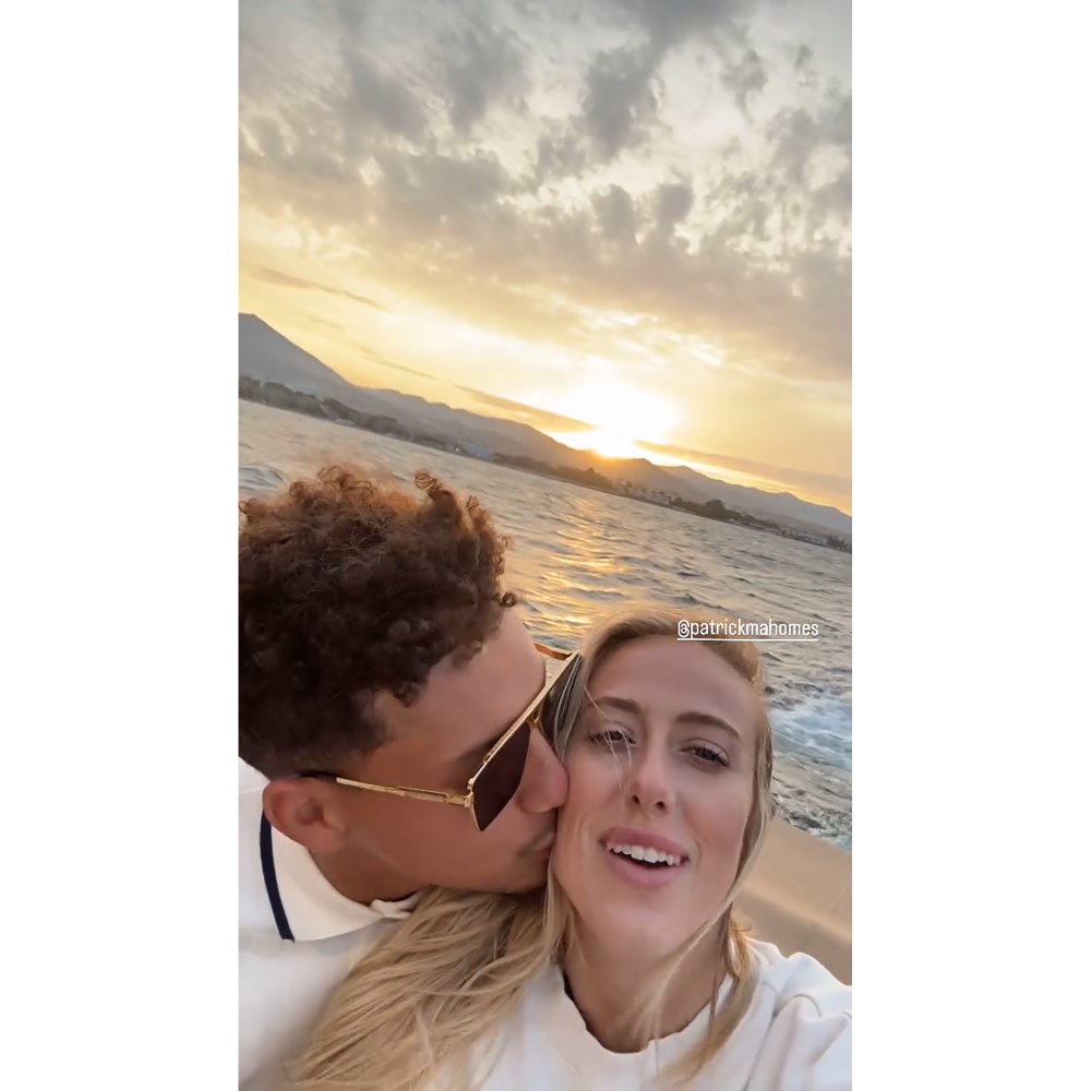 Patrick Mahomes Kisses Wife Brittany Mahomes on the Cheek During Romantic Boat Ride in Portugal