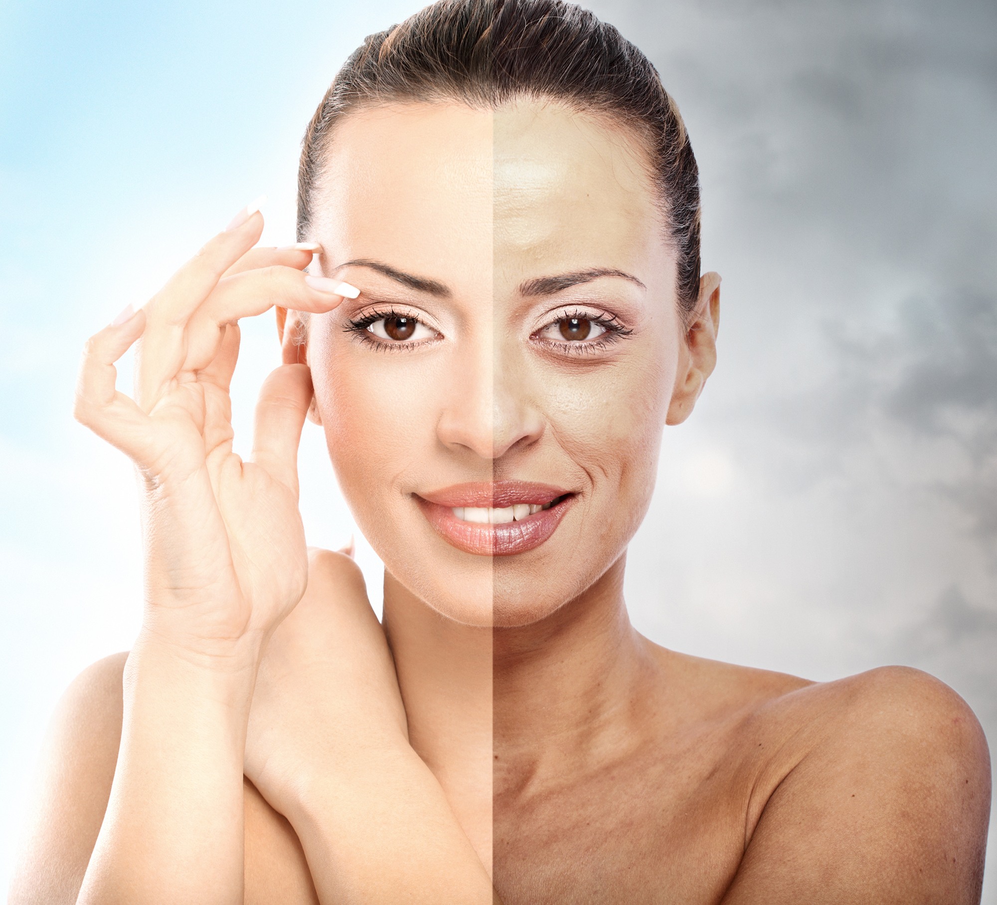 Split image of young woman.