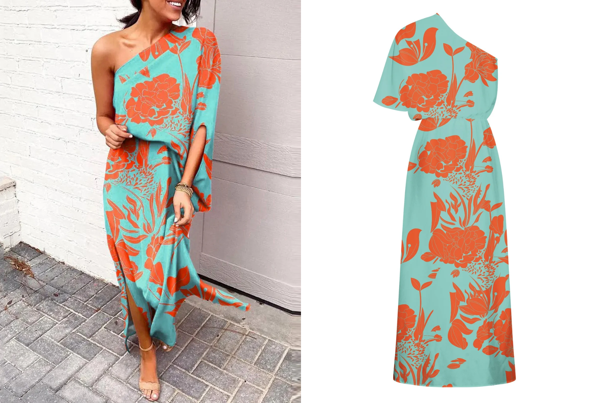 TMOYZQ One Shoulder Maxi Dress