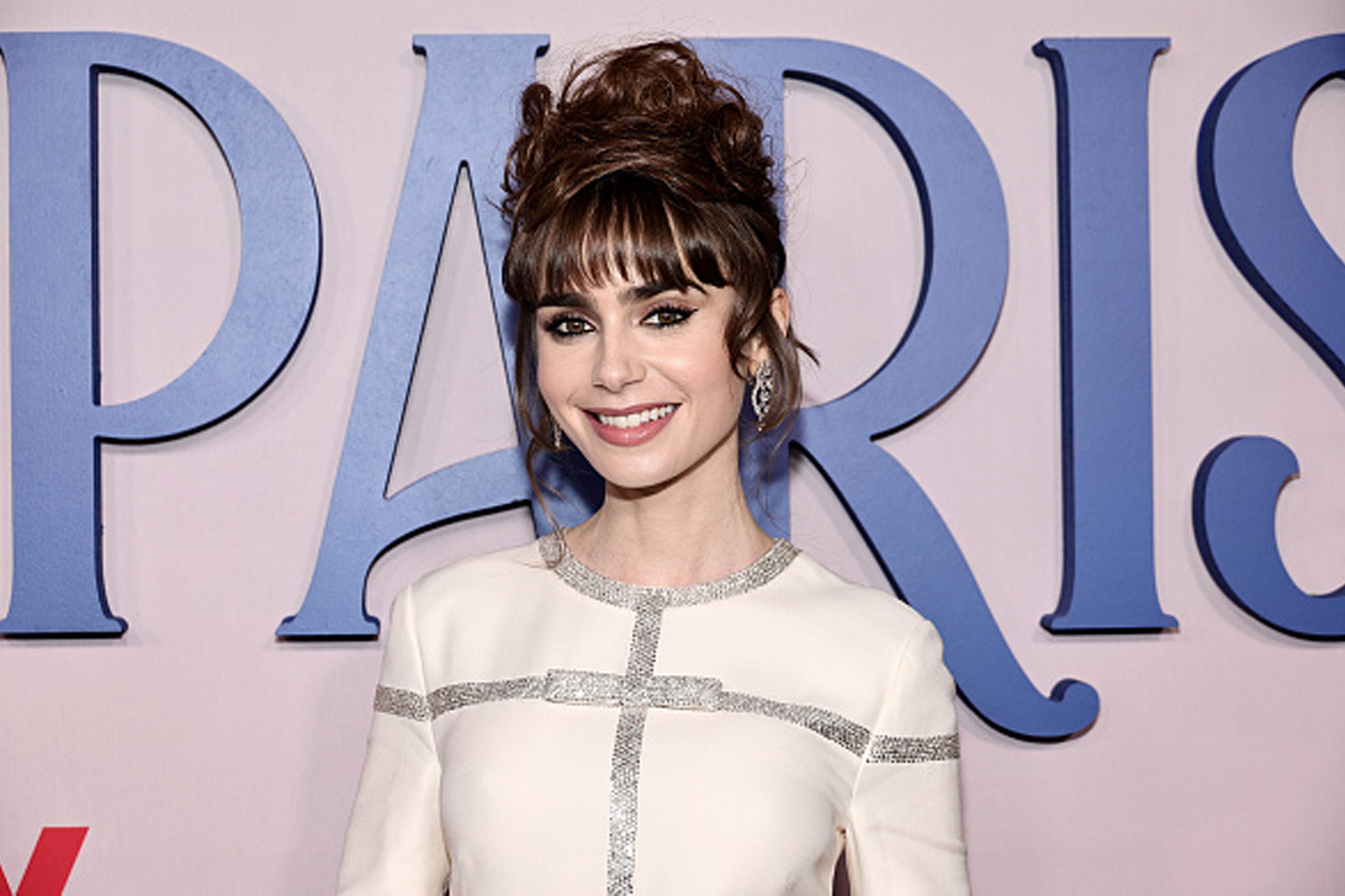 Lily Collins on Emily in Paris red carpet