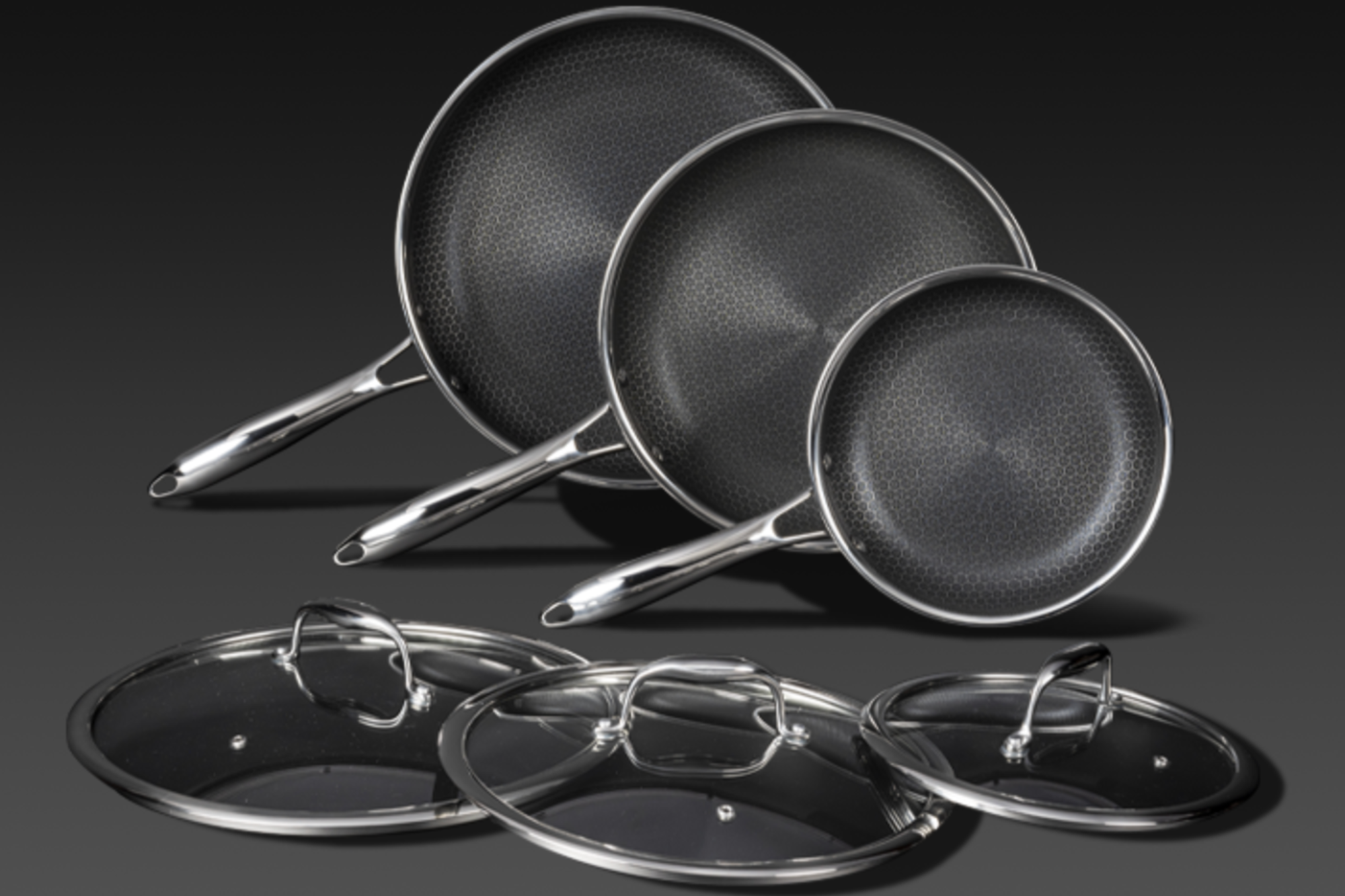 HexClad Hybrid Nonstick 12-Inch Fry Pan with Tempered Glass Lid