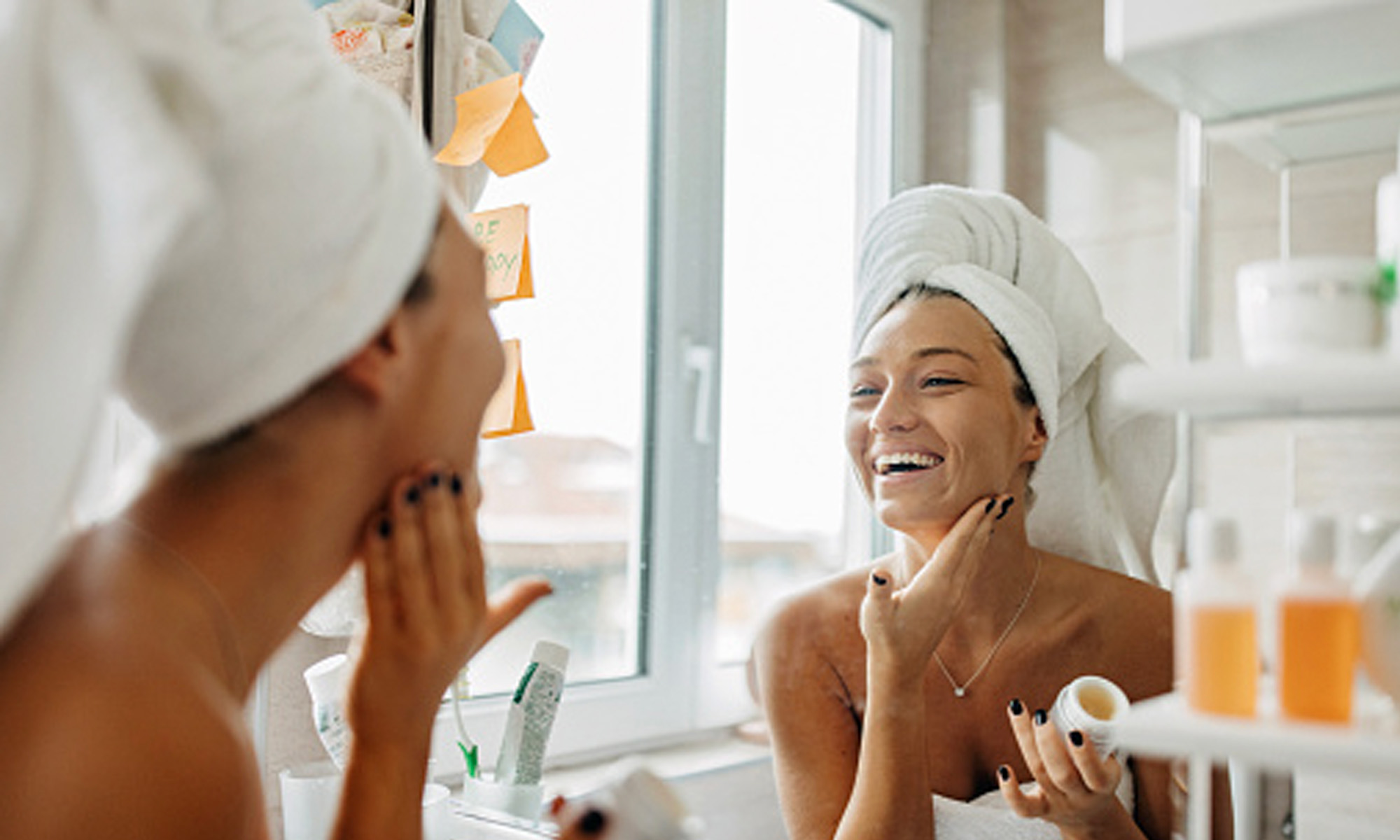 woman doing skincare routine
