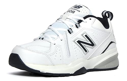 New Balance Men’s 608 V5 Casual Comfort Cross Trainer, White/Navy, 10.5 X-Wide