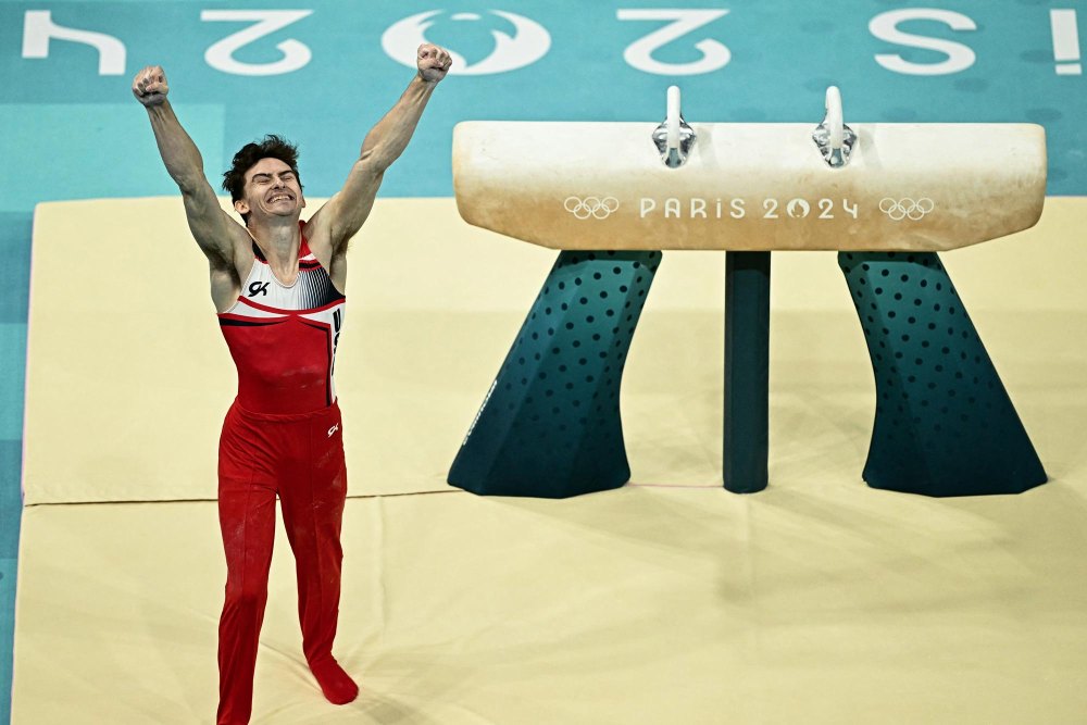 Gymnast Stephen Nedoroscik Wins Bronze During Mens Pommel Horse Final at 2024 Paris Olympics