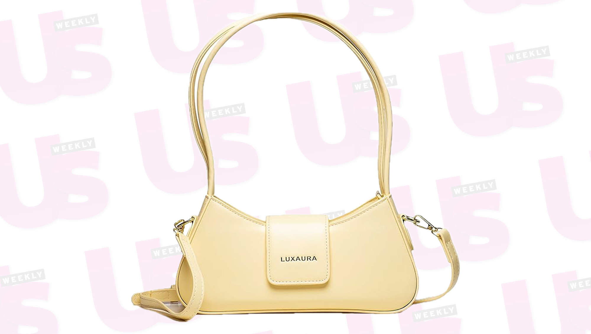a yellow handbag on an USW background