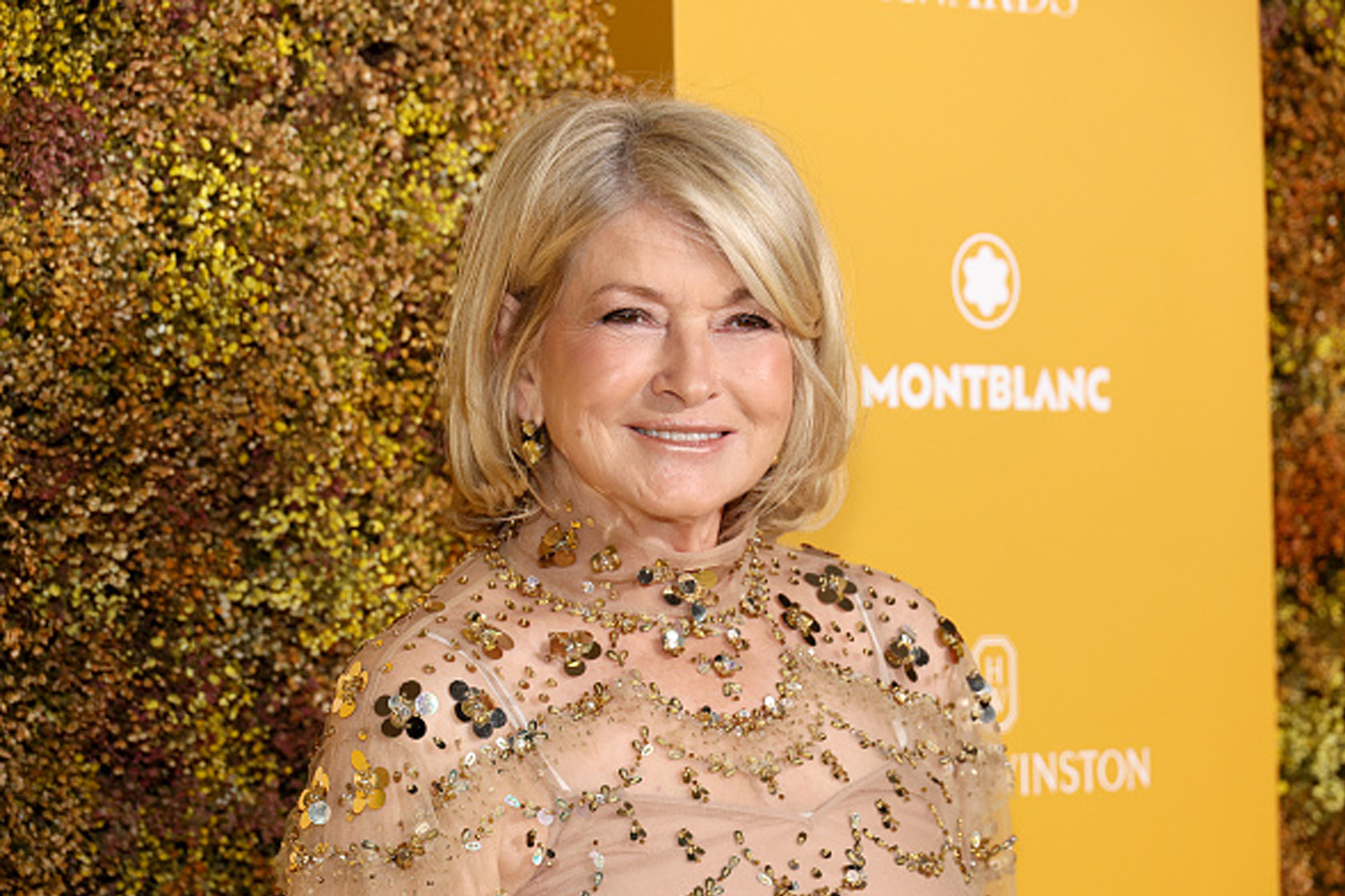 Martha Stewart in gown on red carpet