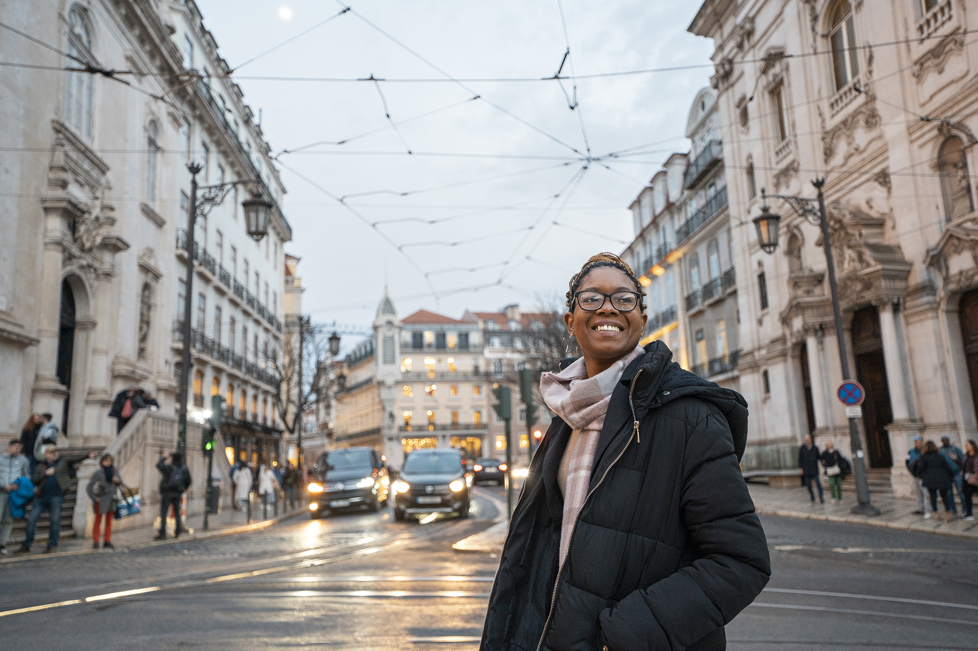 Tourist on vacation in the streets of Lisbon, Portugal