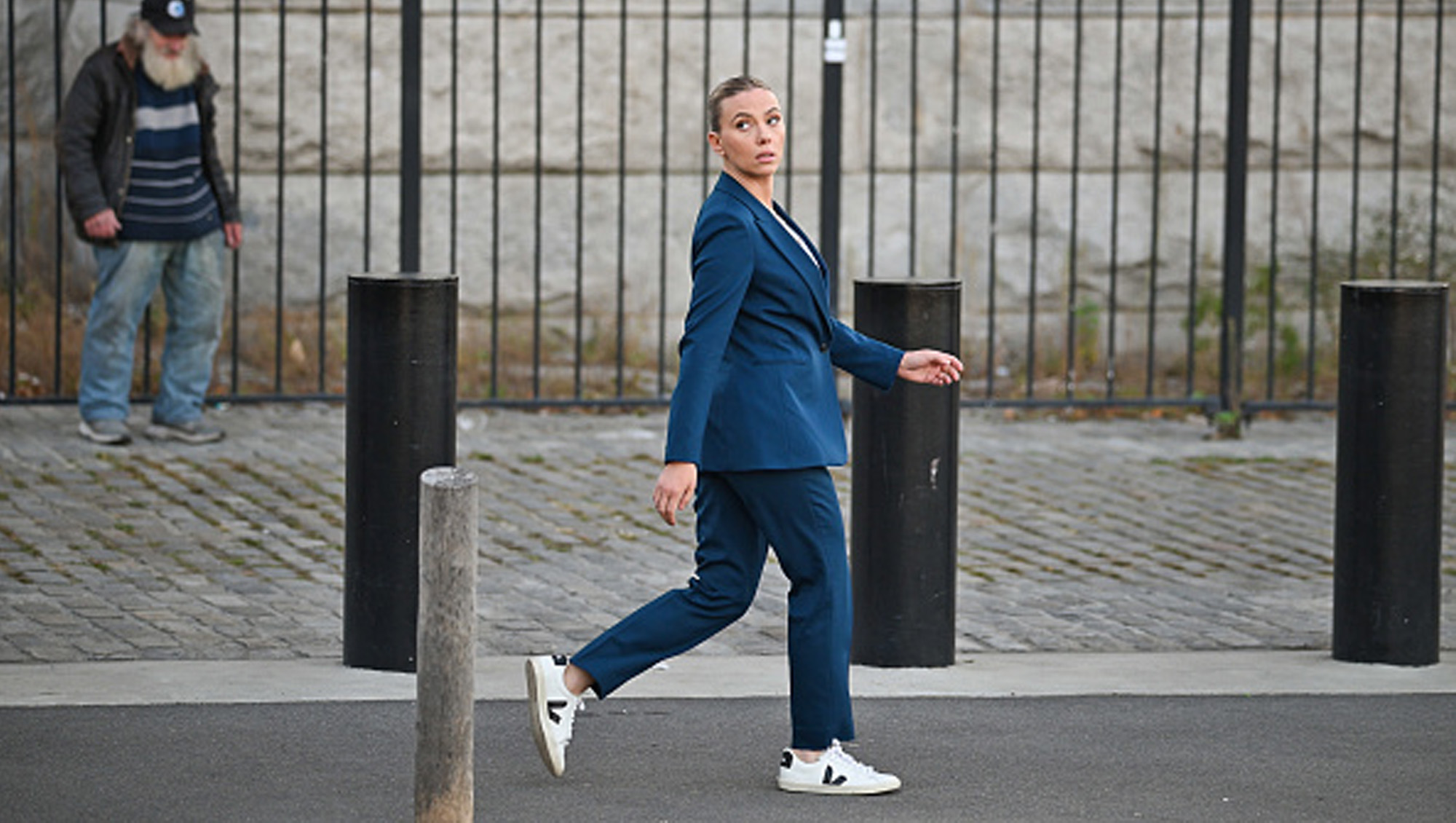 Scarlett Johansson is seen on the set of Jurassic World Rebirth